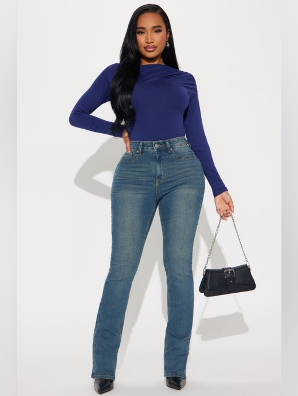 Women's High-Rise Booty Lifting Bootcut Pants Jeans in Medium Blue. Medium